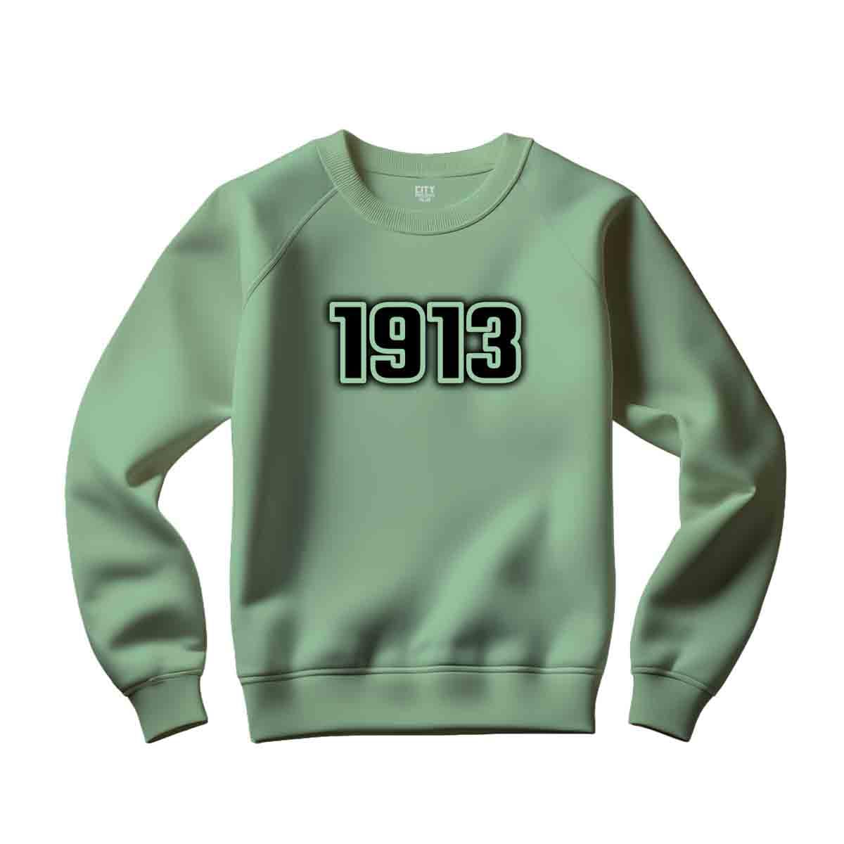 Sweatshirt 1913 unisexe vert menthe en coton confortable
