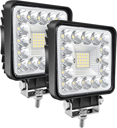 Image of SAN YOUNG LED Tractor Work Lights, 4 Inch LED Spot Lights LED Pods for Trucks Boat Trailer ATV UTV RZR RV OTR, 120W 10000lm 12V 24V Square Off Road Light Bars