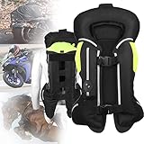 IUBGFTO Motorrad-Airbag-Weste für Männer und Frauen, Motocross-Airbag-Reitjacke mit Reflektorstreifen, Moto-Airbag für Erwachsene mit Rückenpanzerung, für Motorradfahrer und Reiter (Schwarz L)