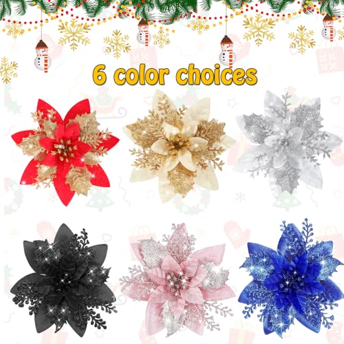 Poinsettia Christmas Flowers Decoration -12Pcs - image 8
