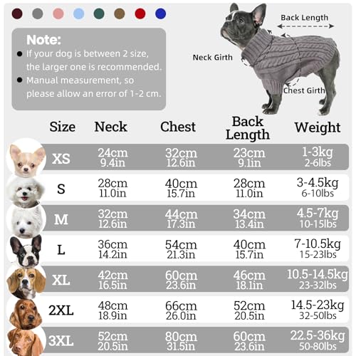 LiebeDD Hundepullover Grosse Hunde - Kuschelig Hundepulli mit Beinschlaufe und Geschirrloch, Rollkragen Strick Pullover Hund Pullis für Große Hunde Labrador, Warm Dog Sweater (Grau XL)