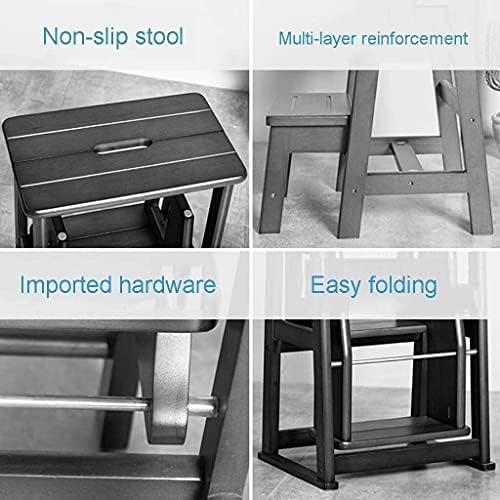 Portable 3-Step Wooden Folding Stool - Multi-Functional Chair & Ladder for Adults, Shoe Rack, Flower Stand, Kitchen Storage, Easy to Carry, Sturdy Design