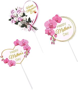 15 pcs Happy Mothers Day Cake Topper Mom Letter Cake topper Pink, Decorative Party Cake Decoration for Mothers Day