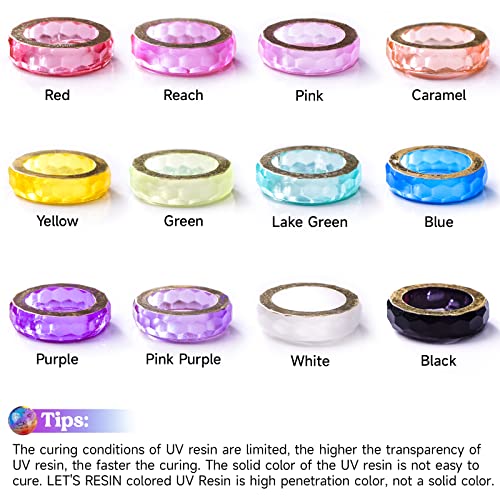 Let's Resin Uv Resin, 12Colors Ultraviolet Epoxy Resin Clear, Odorless & Low Shrinkage Uv Resin Kit For Crafts, Jewelry Making, Decoration(20G Each) #TOP2
