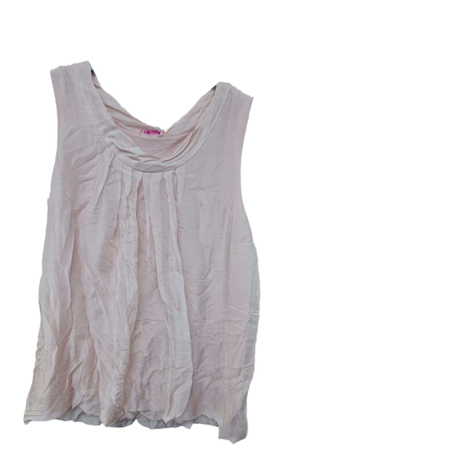 Alam Exclusive Women's Pale Pink Strap Top Plain Silk Sleeveless Top Vest Pleated Neckline Soft (As8, Numeric, Numeric_8, Numeric_16, Regular, Regular, )