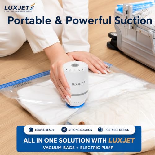 Image of Vacuum Storage Bags with Free Electric Pump, 9 Pack Space Saver Vacuum Seal Bags - 3 Jumbo, 3 Large, 3 Medium, Airtight Compression Bags for Clothes, Blankets, Pillows, Comforters, Duvets & Travel