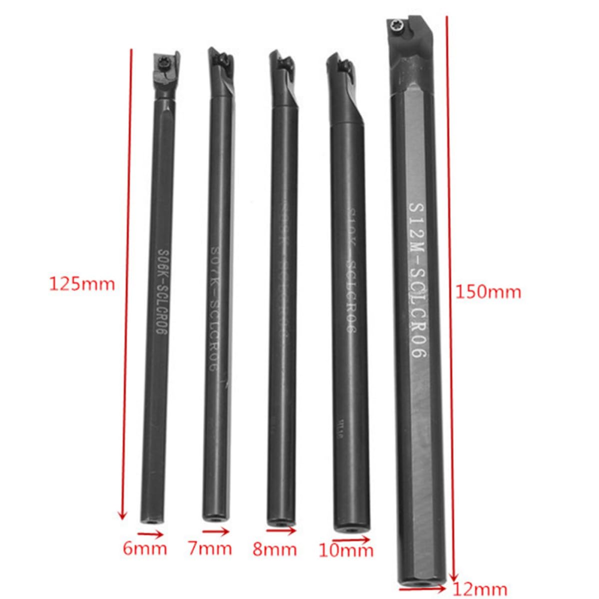 SOIMISS Lot de 1 Set de Set Barre D'alésage Clér 6-12 Mm en Acier 10 Plaquettes en Carbure Ccmt0602 et 5 Clés pour Outil de Tournage Métal Dureté et Résistance
