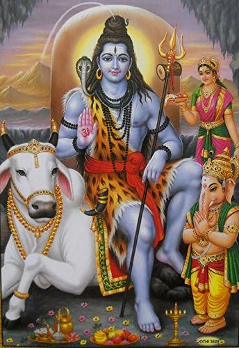 Crafts of India Blessing Lord Shiva Poster/Hindu God Poster (Unframed : 10" X 16" Inches)