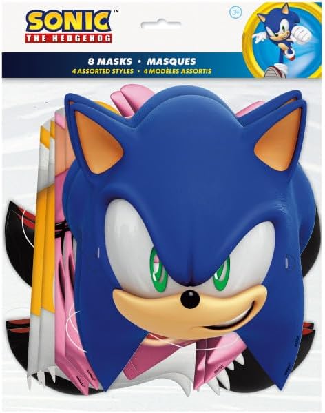 Unique Sonic Birthday Party Supplies Bundle includes 16 Party Paper Masks image 3