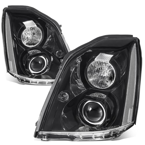 Auto Dynasty Factory Style HID Projector Headlight Assembly Compatible with Cadillac DTS 2006-2011, Driver and Passenger Side Housing Clear Corner (Black)
