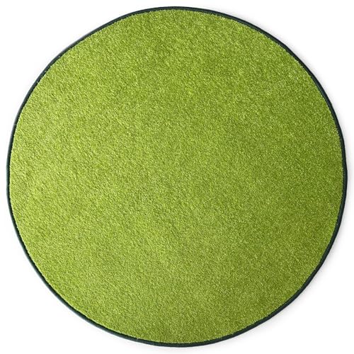 KARAT Teppich rund Ø 100cm Grün - Moderner Flauschiger Velours Kurzflor Teppich für Kinderzimmer - Spielteppich, Kinderteppich Krokodil
