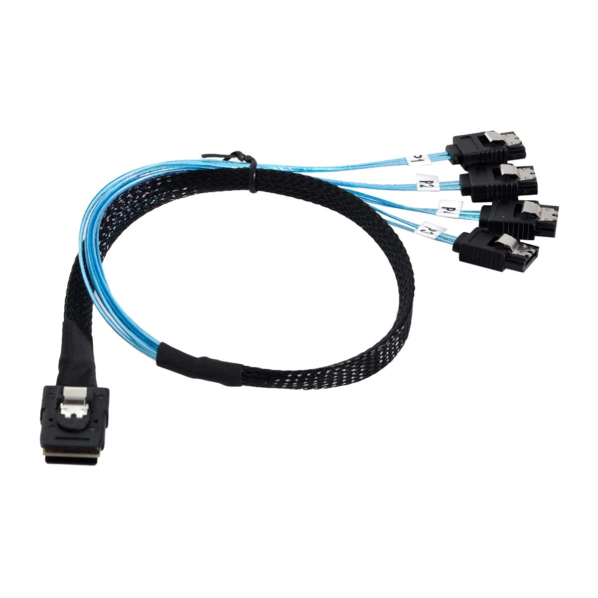 Connectors CY Internal Mini SAS SFF-8087Host to 4 SATA 7pin Target Hard Disk 6Gbps Data Server Raid Cable - (Cable Length: 0.5m)