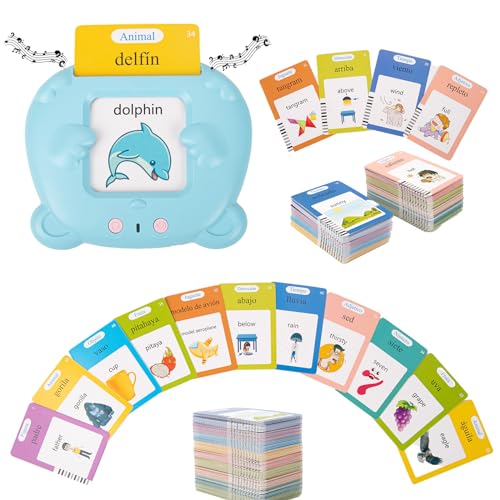 Image of 510 Words Talking Flash Cards Learning Montessori Toys Speech Therapy Toys, Autism Sensory Toys for Autistic Children, Flash Cards for Toddlers Boys and Girls Bilingual English and Spanish