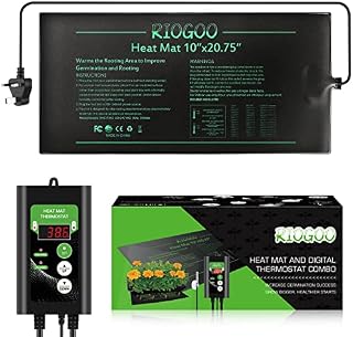 RIOGOO Seedling Heat Mat and Thermostat Set, Waterproof Greenhouse Heating Pad 10" x 20.75" Germination Warming Mat for Terrarium Reptile Amphibian