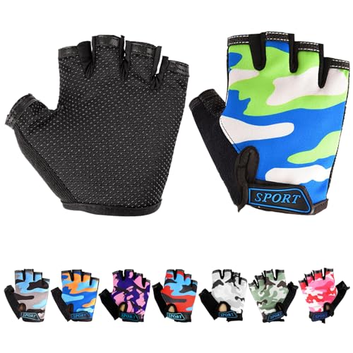 Mecmbj Kind Halb Finger Fahrradhandschuhe, Kinder Sport Handschuhe,...