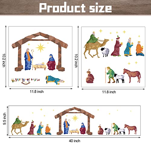 Christmas Nativity Scene Wall Decal Colorful Religious Nativity Wall Stickers Christian Decor This Is Us Vinyl Removable Sticker Wall Art Nativity Mural Decoration For Xmas Holiday Bedroom Living Room #TOP1