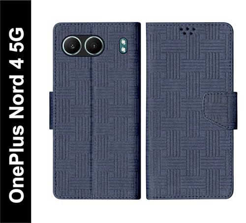 Image of SBMS Flip Cover for OnePlus Nord 4 5G Back Cover Case with Magnatic Closure | Inbuilt Stand | Card & Money Pocket (Mat Blue)