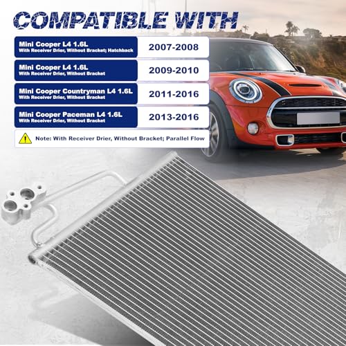 Image of Air Conditioning A /C Condenser Compatible with Mini Cooper Countryman Paceman # 3884, 940118, 64539239920, 6941084, 64536941084, 9239920