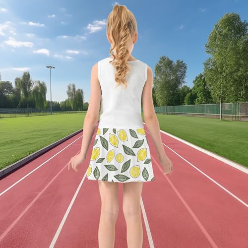 visesunny Girls Flowy Pleated Skirt Fresh Lemon Greens Tennis Golf Fashion Short Skorts for Casual Dance Outfit3