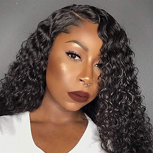Wowsexy hair Full Lace Human Hair Wig Curly with Pre-plucked Hairline Brazilian Virgin Hair Lace Front Wigs with Baby Hair for African American Women (10 Inch, 4 * 4 lace Wig)