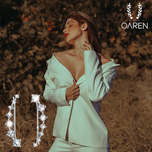 Ear Cuffs Climber Earrings For Women Girls S925 Sterling Silver Hypoallergenic 7 Diamonds Earring With Cubic Zirconia Bridal Wedding Earrings For Birthday Present (Rose Gold) #TOP2