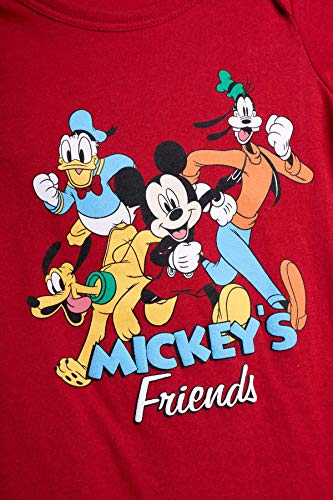 Disney Baby Boys' Mickey Mouse 2 Pack Short Sleeved Romper With Snap Closure (Newborn/Infant), Size 0-3 Months, Mickey & Friends Red/Grey #TOP1