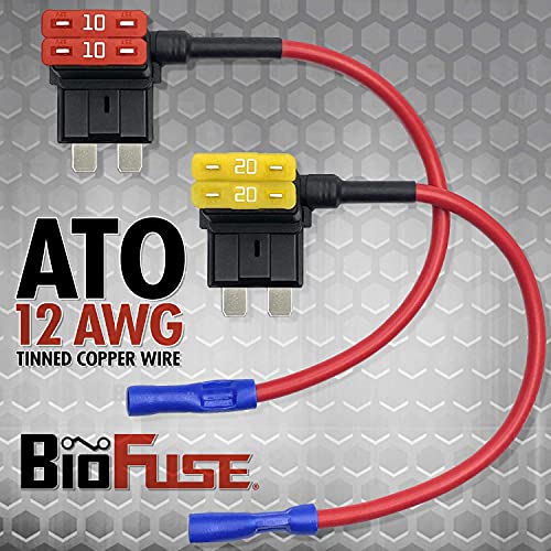 Biofuse 12 Awg Standard Ato Quick Tap Kit: 2 Add-A-Circuit Car Fuse Tap Adapters, 2 Each (10A 20A) Regular Fuses, 4 Zip Ties, Fuse Puller (Blade Group: Ato, Atc, Ats, Apr) #TOP2