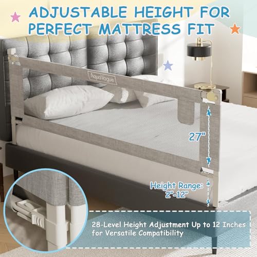 3-Pack Bed Rails for Toddlers with Headboard Rod - Height Adjustable Baby Bed Rail Guard Specially Designed for Full Size (74.8 x 74.8 x 54 Inch)
