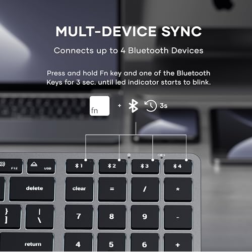 Image of Satechi Slim X2 Bluetooth Backlit Keyboard for Mac, Illuminated Keys & Multi-Device Sync, for MacBook Air /Pro /Neo, iPad Air /Pro, iPad mini, Mac mini, iMac - Space Gray
