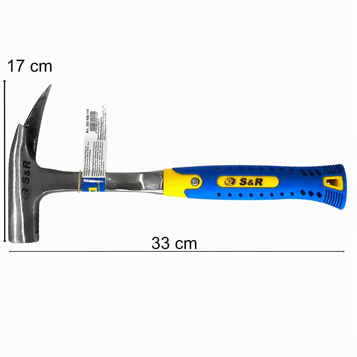 S&R Martello da Carpentiere Muratore 600gr Testa Acciaio Inox C50 Tirachiodi Calamita