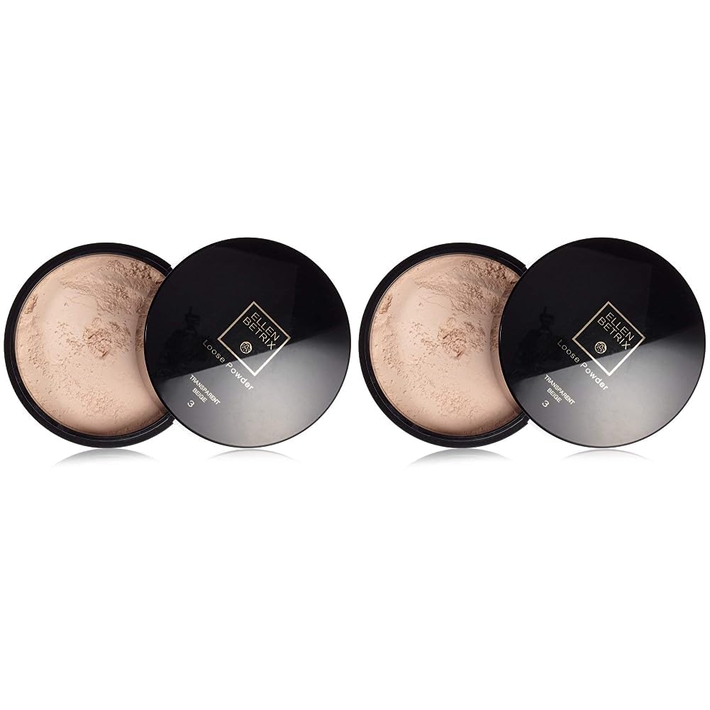 Ellen Betrix Loose Powder Transparent Beige 3, Transparentes Fixing Powder für ein mattes Finish, Mit praktischer Puderquaste und cleverem Dosierer, (1 x 15 g ), 15g (2er Pack)