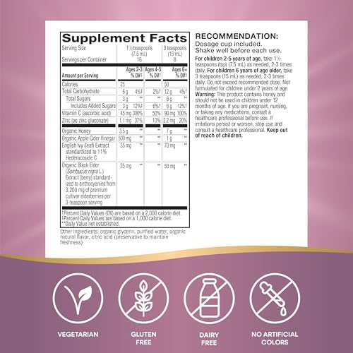 Nature's Way Sambucus Cough(1) + Immune* Elderberry Syrup for Kids, 4 Fl oz - image 5