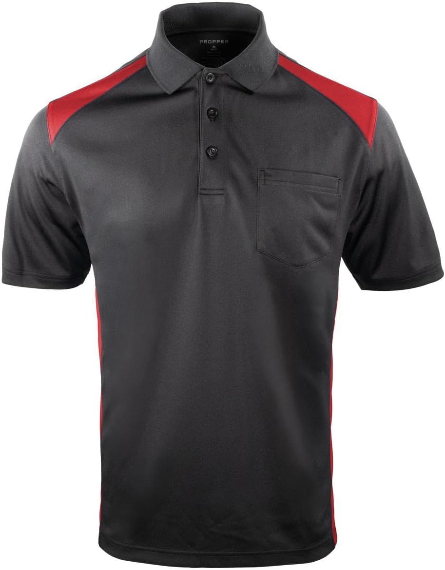 Propper Men's Midweight Short Sleeve Color Block Pocket Polo, Moisture-Wicking Uniform Shirt, Short Sleeve Work Shirt, 6.5 oz