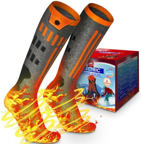 Toolastra Rechargeable Heated Socks with 5000mAh Battery - Faster Heating Electric Foot Warmers for Men & Women, 4 Temp Setting, Up to 10 Hours, Warm Heated Socks for Winter Hunting, Fishing, Skiing
