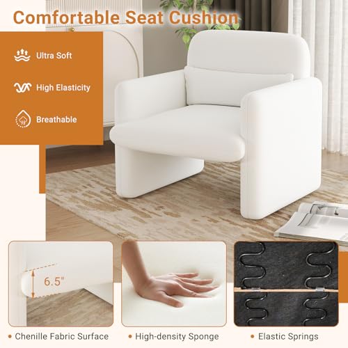 Sillón Chenille Blanco Plegable miniatura 3