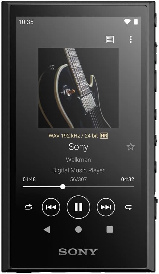 Sony NW-A306 32GB Walkman Hi-Res Portable Digital Music Player with Android 12.0, 3.6" Touch Screen, S-Master Hx, DSEE-Hx, Wi-Fi & Bluetooth and USB Type-C - Black