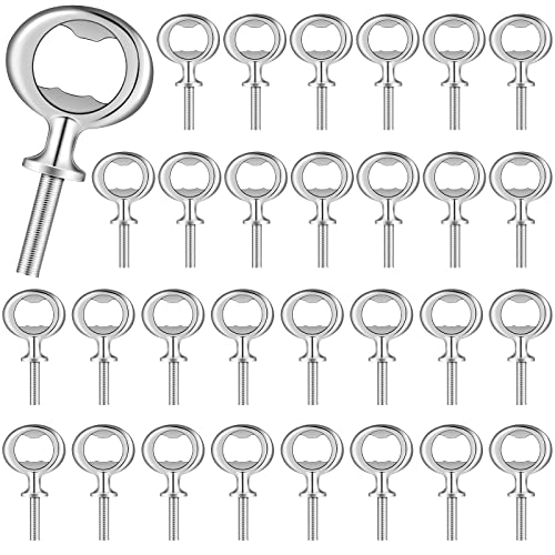Cunhill 30 Pcs Metal Bottle Opener Blank Bulk Bottle Opener Inserts Parts Pieces Kit For Wood Craft Diy Project Turning Threaded Beer Hardware Turning Wedding Wine Party Ot Month (Silver)