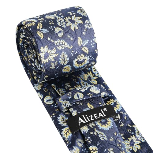 Image of Alizeal Mens 3.15inches Leaf Flower Pattern Tie Set