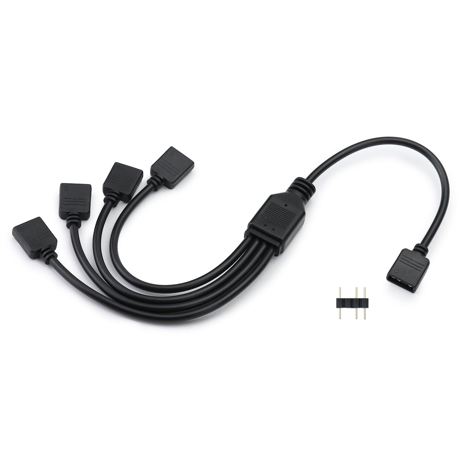 QWORK Kabel rozdzielający ARGB 5 V, 3-pinowy rozdzielacz ArGB; 1 gniazdo na 4 wtyczki 30 cm, do chłodzenia procesora i wentylatora ARGB 5 V