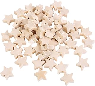 100 Pcs Star Shape Natural Wood Beads Unfinished Wooden Loose Spacer Beads with Hole for Craft Jewelry Making