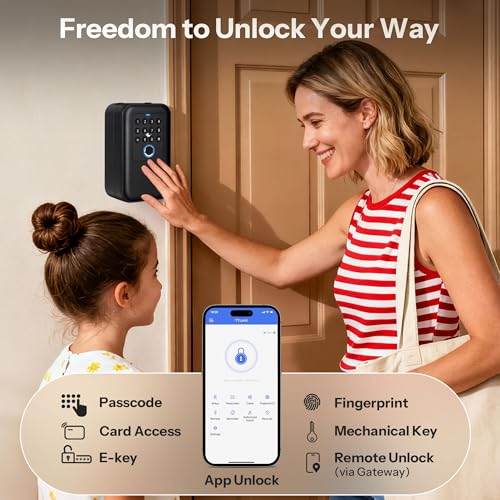 Moquin Smart Bluetooth Key Lock Box Outdoor IP65 Waterproof Fingerprint Lock Box Works with Tuya App, Key Safe with Silicone Keypad, Large Storage for Home, Airbnb & Realtors by Moquin - Image 3