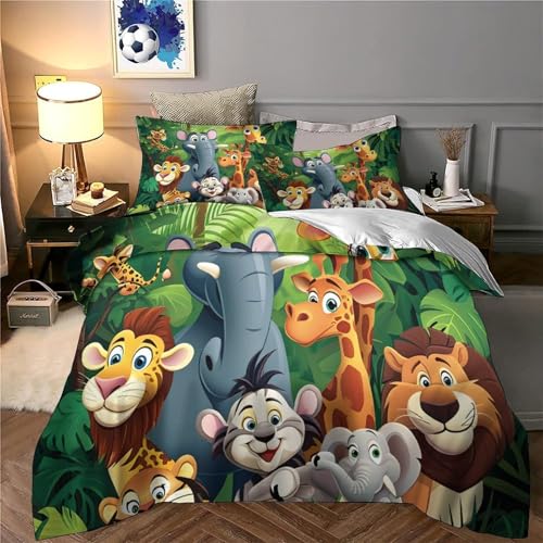 Housse de couette jungle 3D microfibre douce pour lit enfant 140x200cm - 6