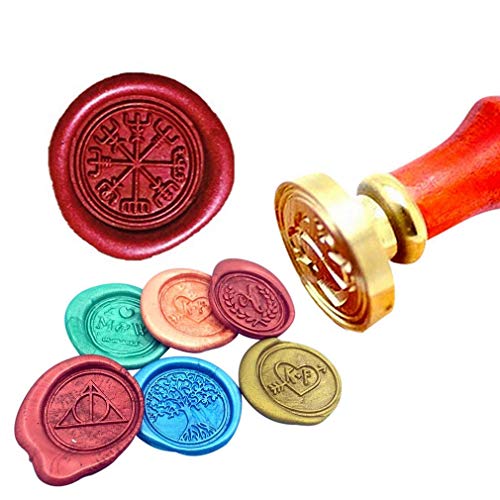 Kooer Viking Rune Vegvisir Wax Seal Stamp Custom Viking Rune Sealing Wax Stamp Vegvisir Wax Stamp Custom Wedding Invitation (Seal Head (no Handle))
