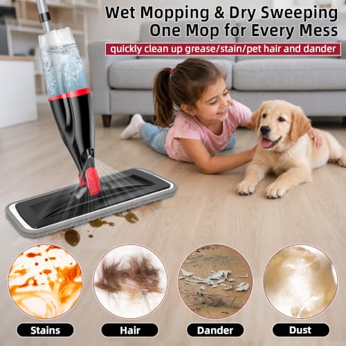 Image of Spray Mops for Floor Cleaning: Hardwood Floor Mop Wet Mop & 3 Washable Pads