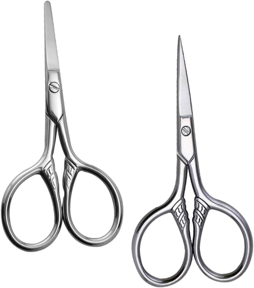 WOONEKY Stainless Steel Eyebrow Trimmer Scissors Set Multi-use Scissors for Men's Grooming Beard Mustache and Nose Hair Trimming