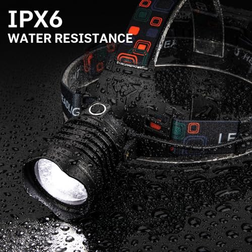 Image of azamine Rechargeable Headlamp Super Bright 99000 Lumens, 2Pack LED Head Lamp with 3 Modes, 90 Adjustable Head Lights for Forehead, IPX6 Waterproof HeadLamps for Adults Camping Hunting Hiking