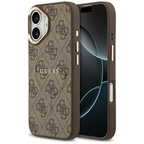 Coque Guess pour iPhone 17 compatible MagSafe en PU Classic Logo Marron Premium