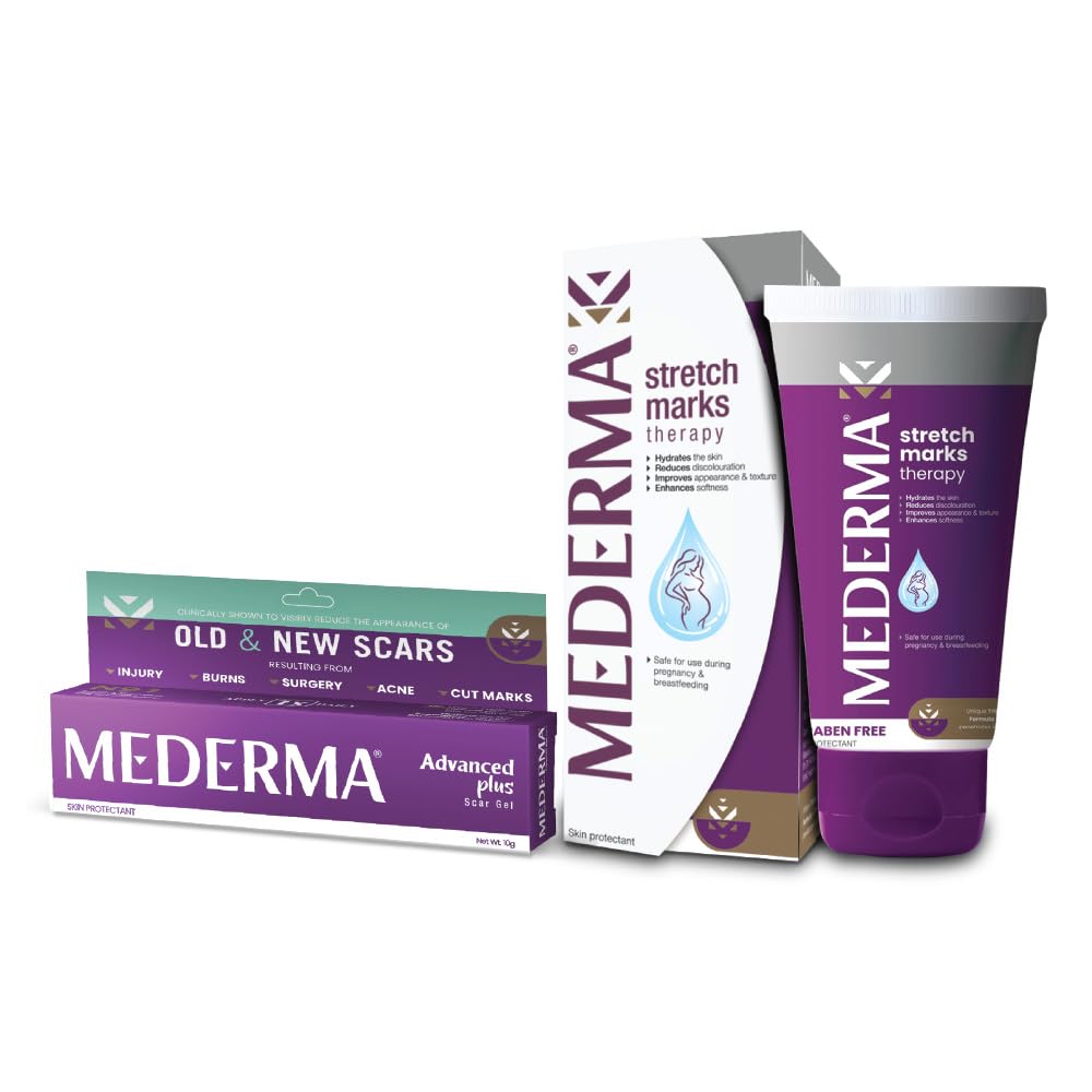 MEDERMA Stretch Mark Removal Therapy 25g & Advance Plus Scar Removal Gel 10g Combo-image-36