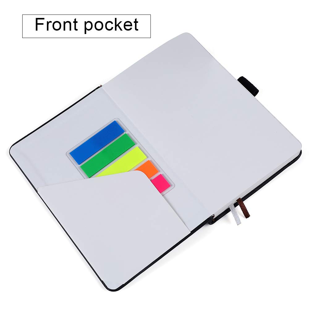 Vanpad (4 Pack Pocket Notebook Small Hardcover Note Book 3" x 5.5", Mini Ruled Lined Journal, Leather Cover, with Pen Holder, Page Marker Ribbons, Inner Pockets, Black