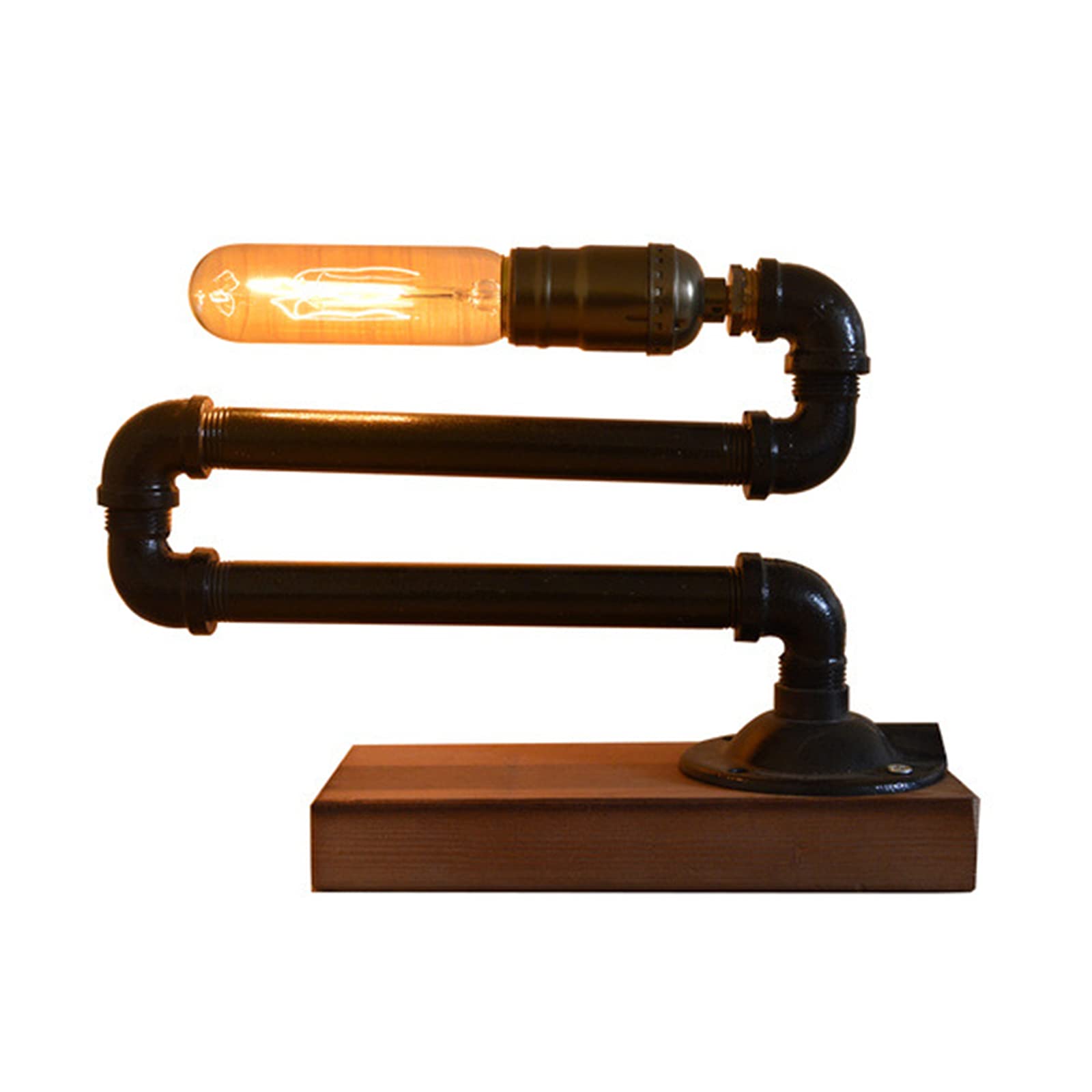INJUICY Antico Metallo Lampada Da Tavolo Vintage Retrò Industriale Steampunk Ferro Tubo Punk Corda Di Canapa Lampada Da Scrivania Decorato Lampada Da Comodino Per Soggiorno Salotto Camera Da Letto